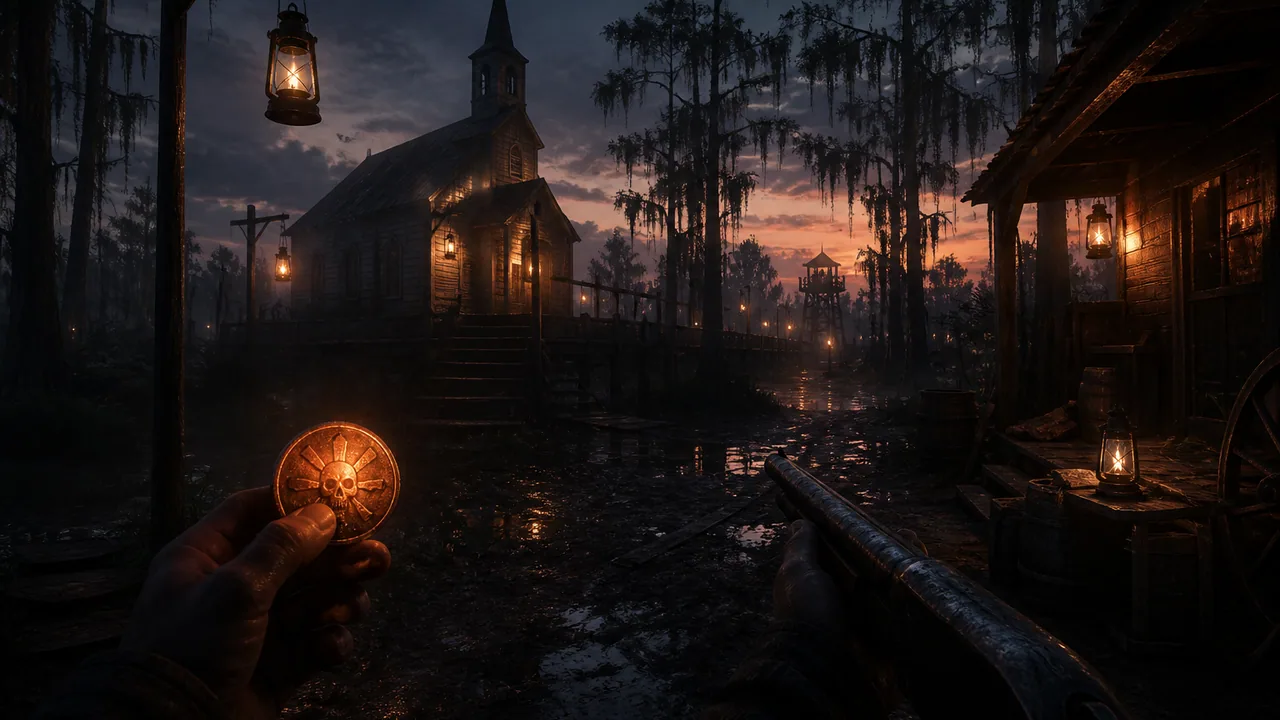 Hunt: Showdown guide art — Stillwater Bayou and dark sight on Windows PC