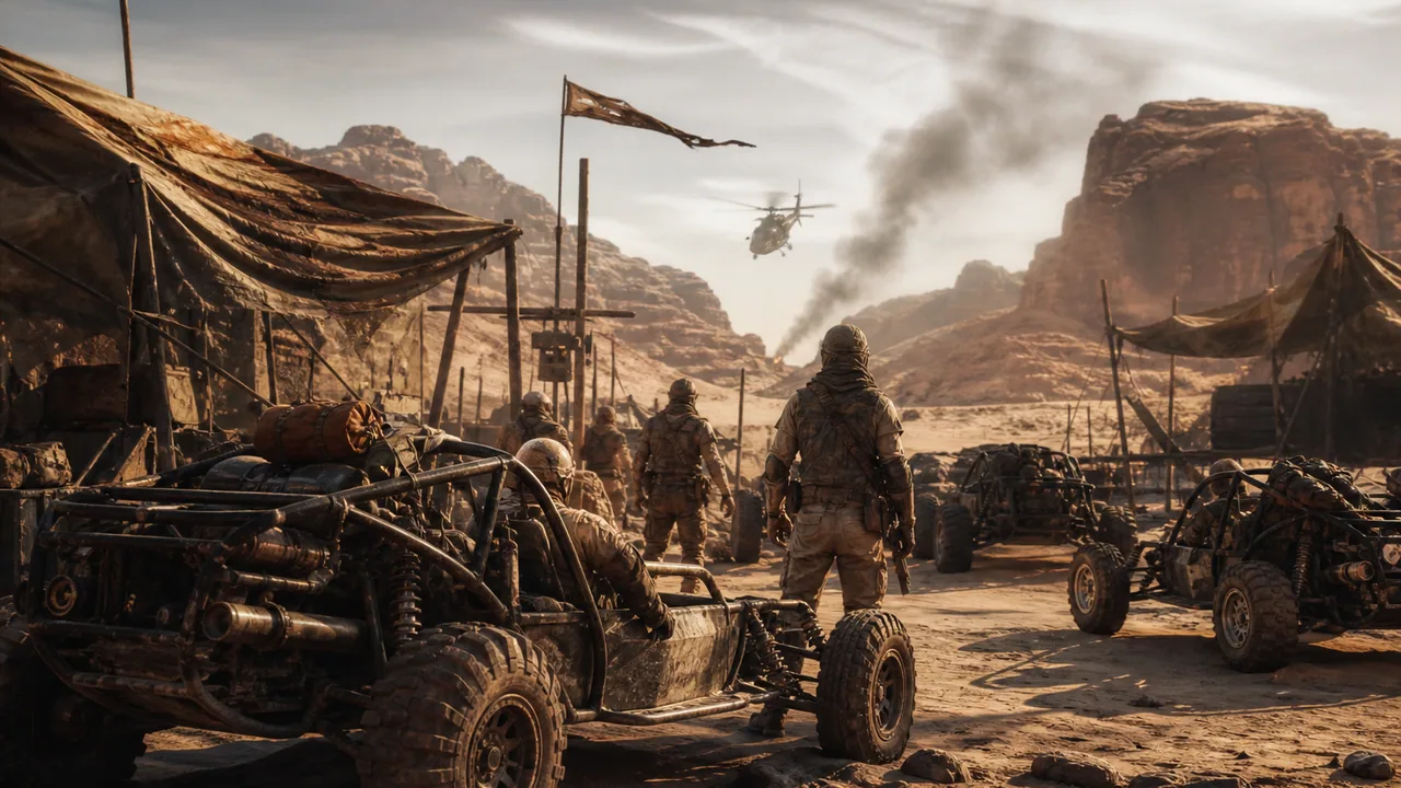 Sand Raiders guide art — dune camps and heat and stamina on Windows PC