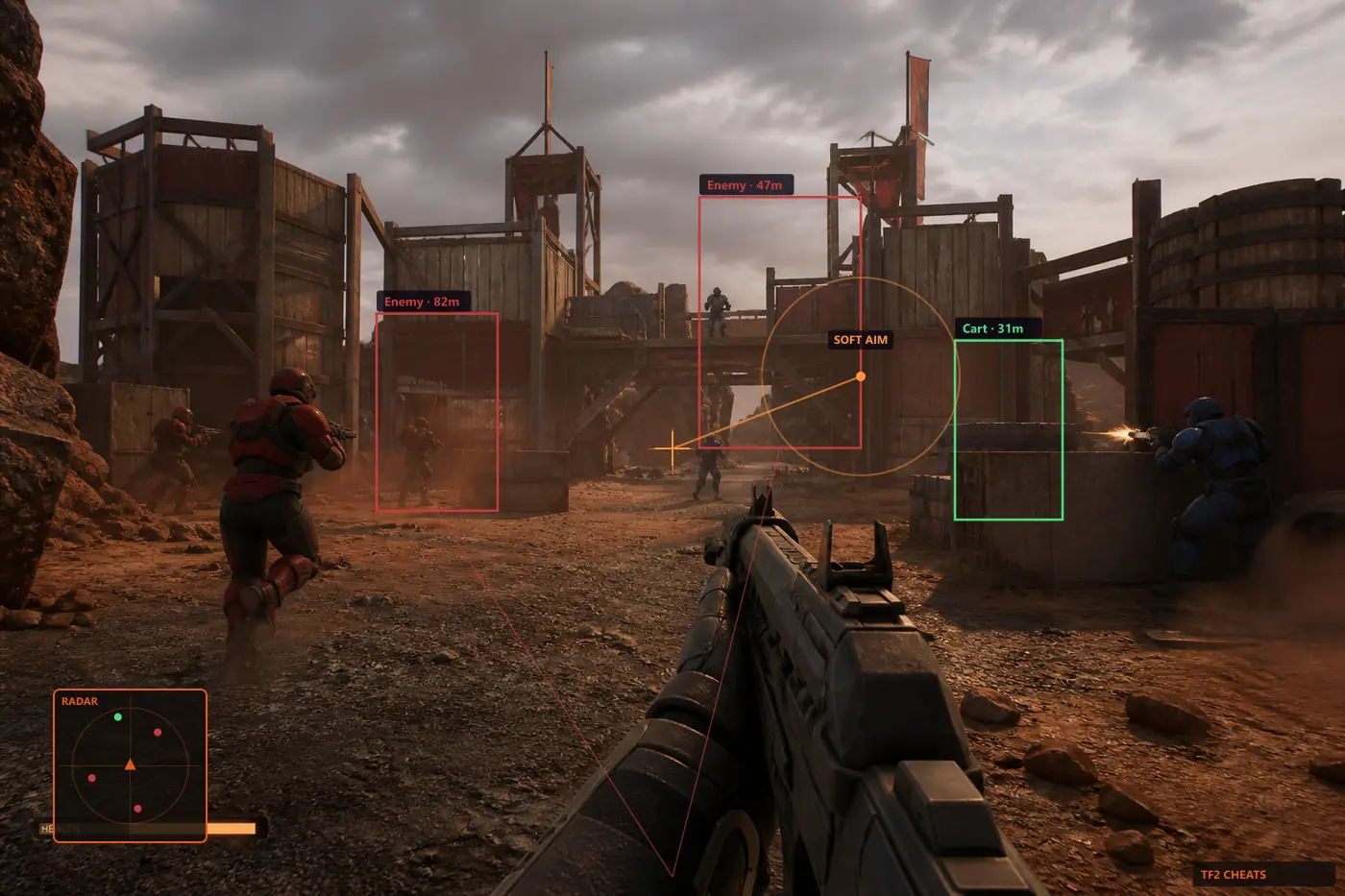 Team Fortress 2 cheats overview with ESP and aim overlays